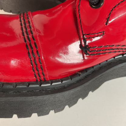 Underground England Lace Up Boots | Safety Toe | Cherry Red Patent | UK 6 | US 8