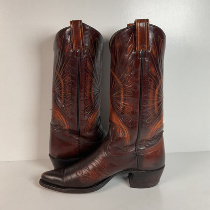 Vintage Texas Thunderbird Cowboy Boots | Rainbow Peacock | USA Made | 70s | 10 D