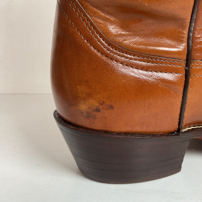 Vintage Frye Cowboy Boots | Burnished Brown Calf | French Toe | Men’s 10.5 D