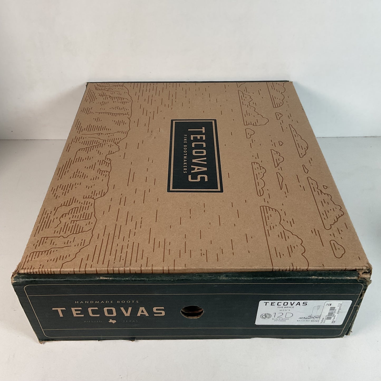 Tecovas “The Bryce” Python Cowboy Boots 12 D Belly Cut Snakeskin Original Box