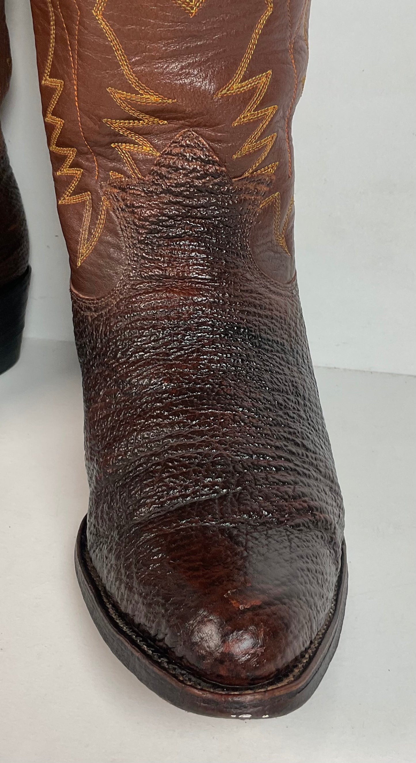 Vintage Brown Shark Skin Cowboy Boots 10 D Exotic