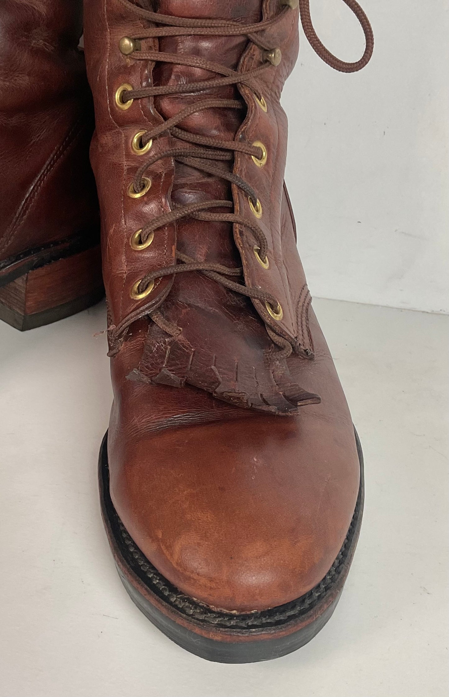 Vintage J. Chisholm Kiltie Packer Boots 10 D USA Made Soft Toe