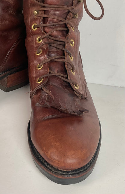 Vintage J. Chisholm Kiltie Packer Boots 10 D USA Made Soft Toe