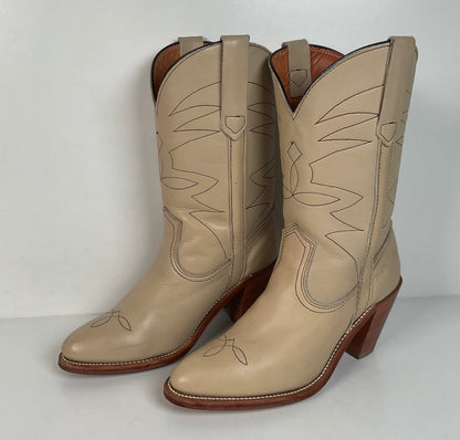 Vintage Frye Cowgirl Boots | Original Box | Alabaster | Women’s 8 B
