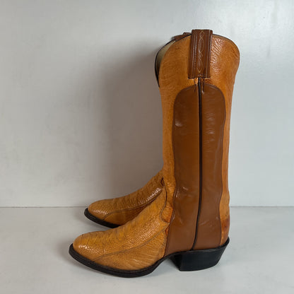 Vintage Tony Lama Ostrich Leg Cowboy Boots | Gold Label | Men’s 7 D | Women’s 8