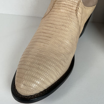 Tony Lama Teju Lizard Cowboy Boots | USA Made | Bone White | Men’s 8.5 D