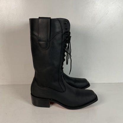 Custom Black Oiled Lace Up Boots Men’s 8 Narrow | Women’s 9 Victorian