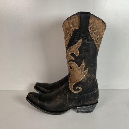 Old Gringo Western Zipper Boots 8 B Cowgirl Tooled Overlay