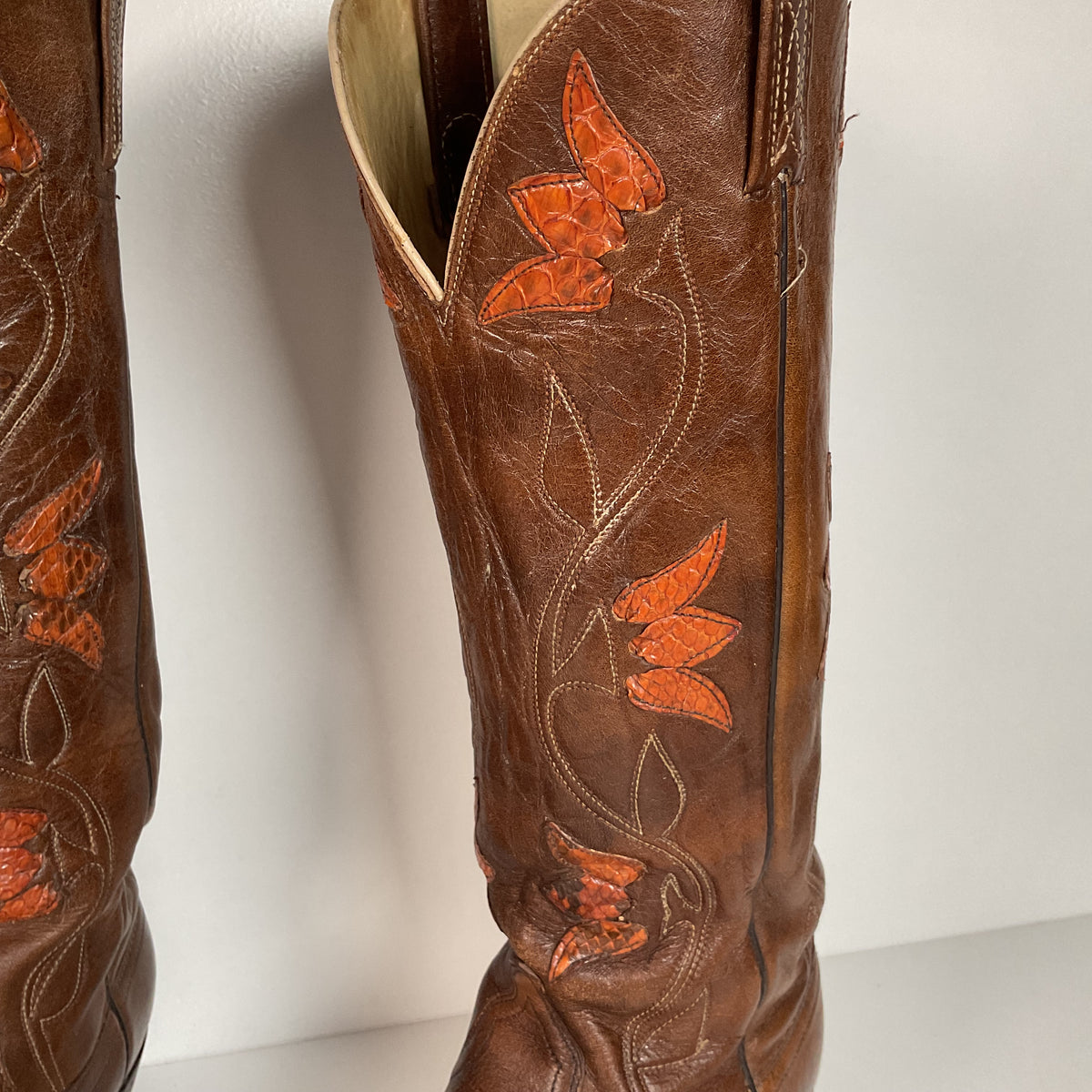 Vintage Dan Post Tulip Cowgirl Boots | Snakeskin | Men’s 8.5 | Women’s 9.5