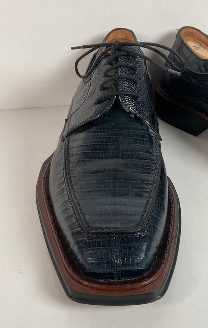 Mezlan Platinum Lizard Derby Loafers 9 M Dark Blue