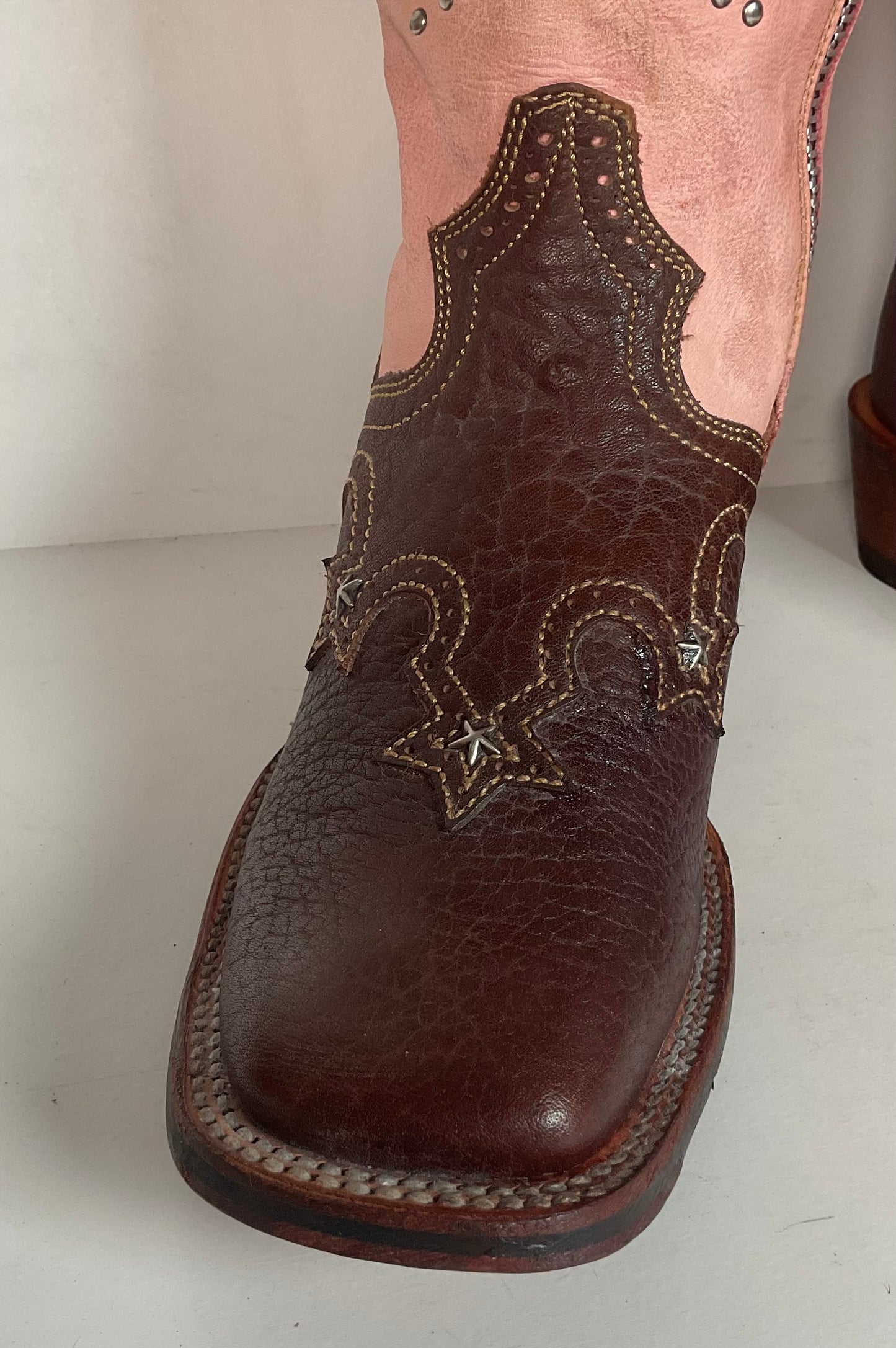 Dan Post 16” Fringe Cowgirl Boots 7.5 M Square Toe Star Inlay