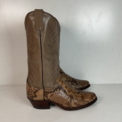Dan Post Front Cut Python Cowboy Boots 9 D Snakeskin USA Made Recrafted