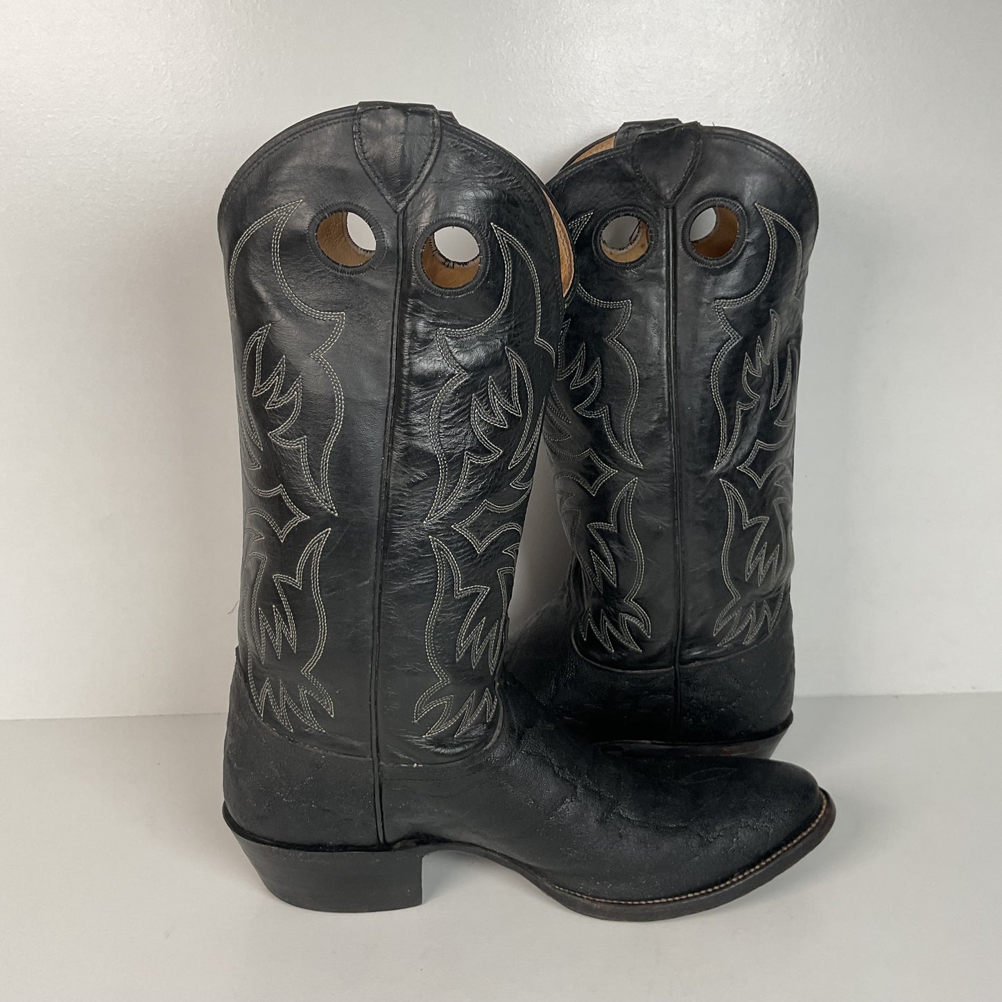 Justin Faux Elephant Print On Cowhide Buckaroo Cowboy Boots 10 D Punchy