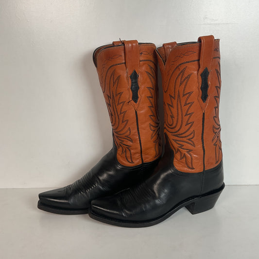 Lucchese 1883 Leather Cowgirl Boots 6.5 B Stitched Rust Brown