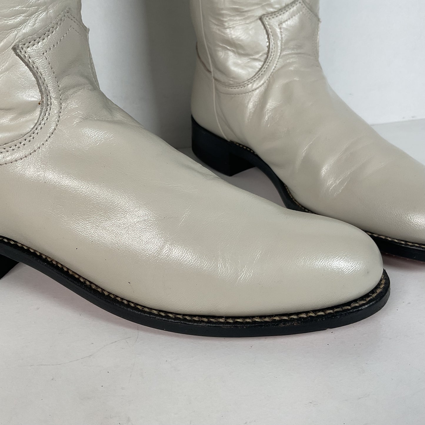 Justin Pearl White Roper Boots | Cowgirl | USA Made | Women’s 7.5 B