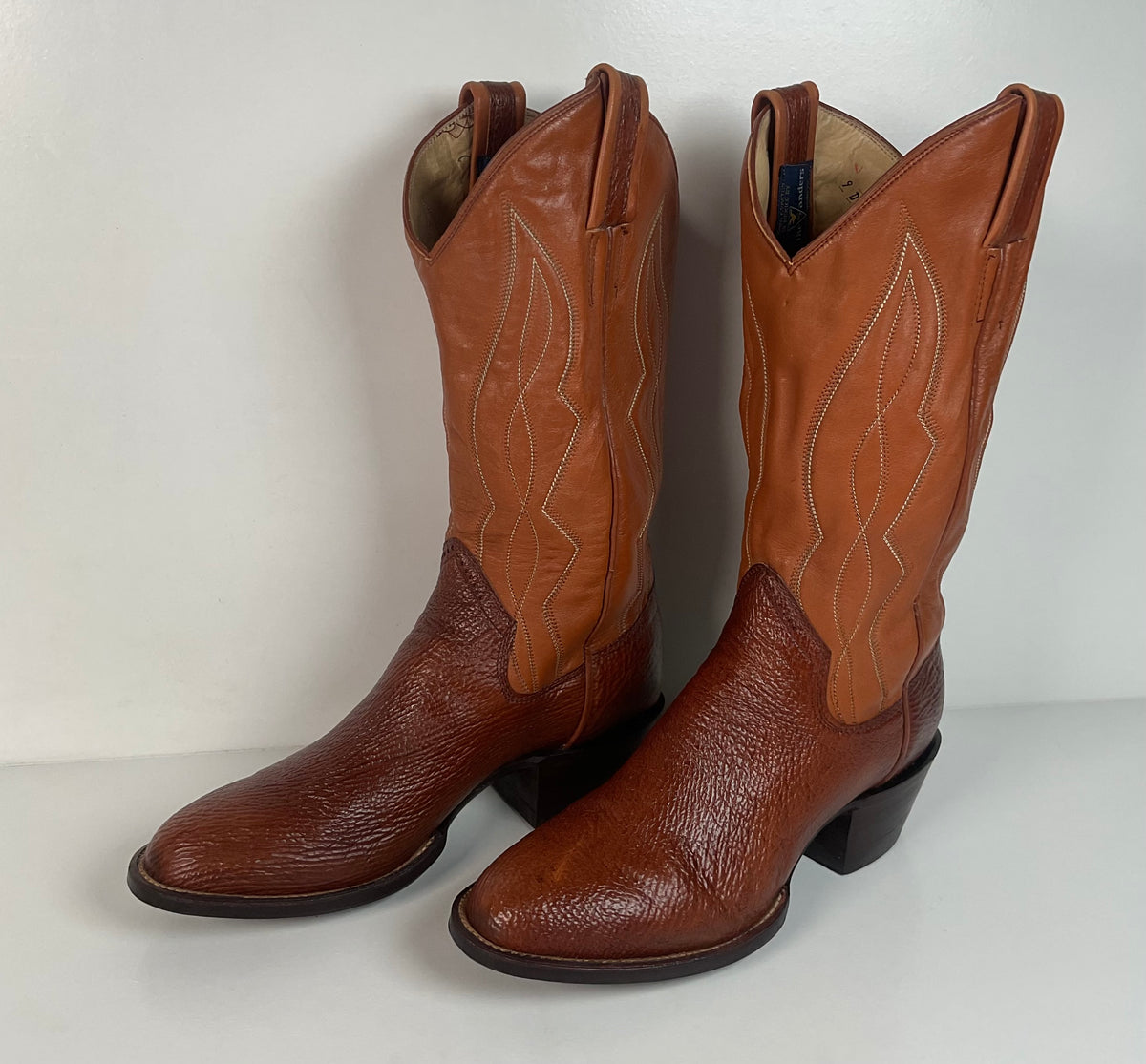 Vintage Sanders Shark Skin Cowboy Boots | Exotic | 1970s | Men’s 9 D