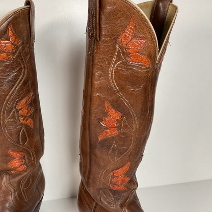 Vintage Dan Post Tulip Cowgirl Boots | Snakeskin | Men’s 8.5 | Women’s 9.5