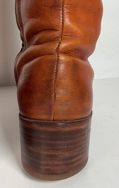 Vintage 60s Frye Chunky Campus Boots 11.5 D Black Label Recraft Thrashed