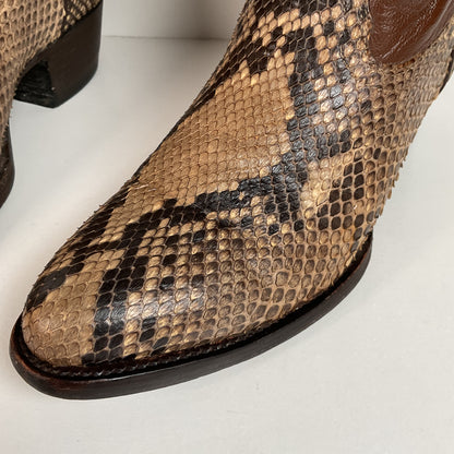 Vintage Longhorn Cowboy Boots | Python Snakeskin | Tooled Overlays | Men’s 9 D