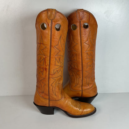Vintage Buckaroo Cowgirl Boots 7.5 B Punchy Butterscotch