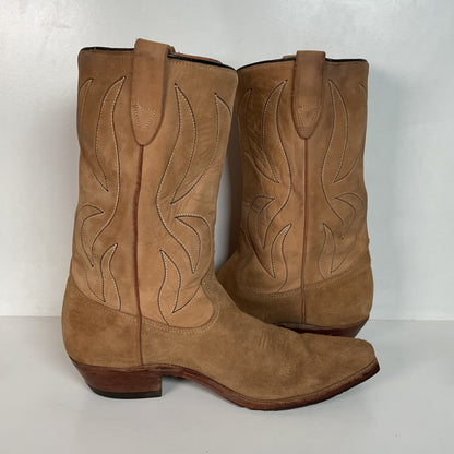 Vintage 1960s Rough Out Suede Cowboy Boots 10 D USA Made