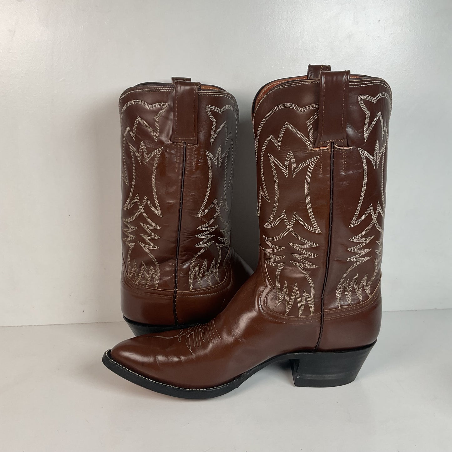 Vintage 1960s Cowtown Cowboy Boots 12 D Chocolate Brown