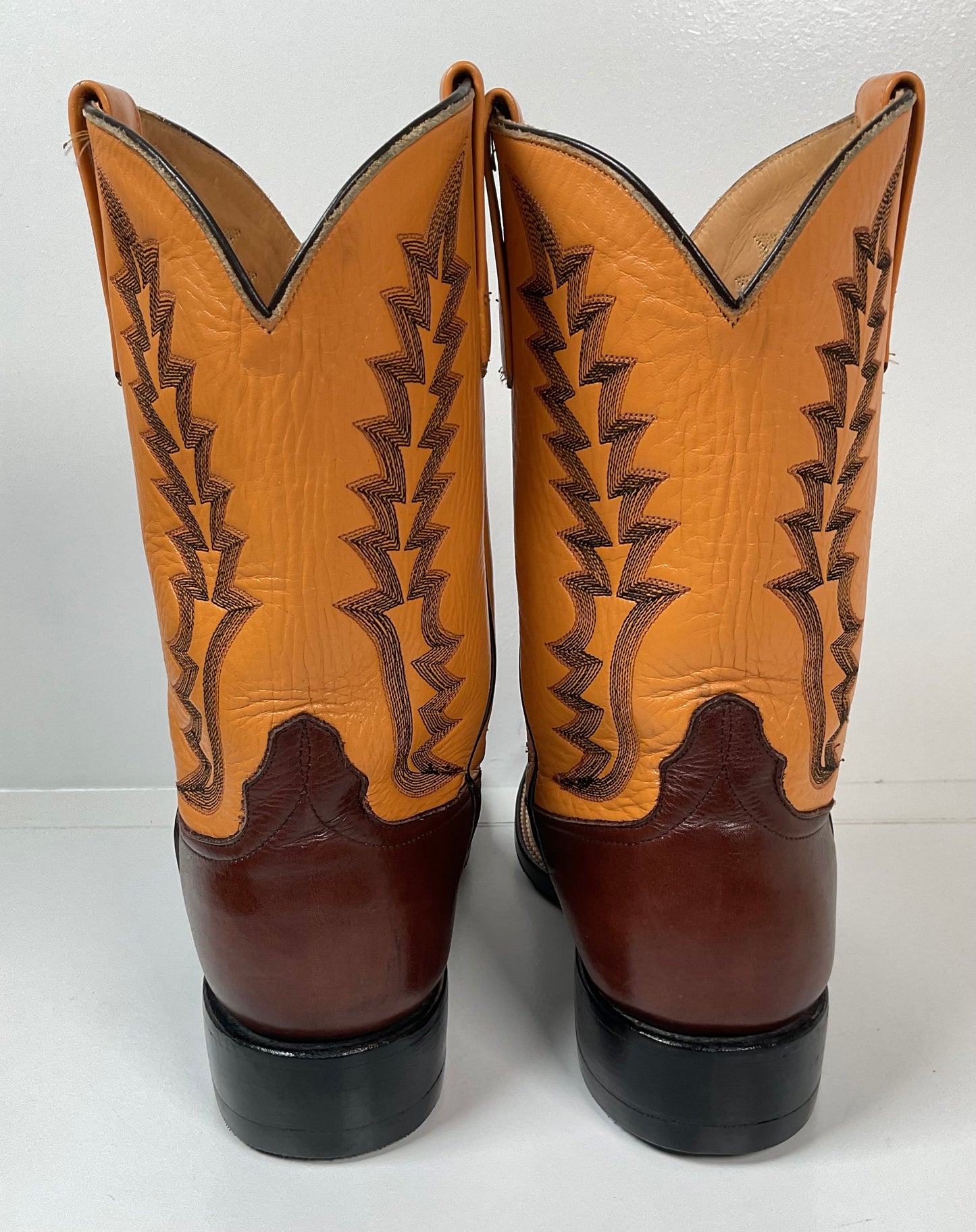 Anderson Bean Leather Roper Western Boots 9 D Mango Yellow USA Recraft