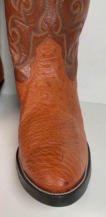Vintage Nocona Exotic Smooth Ostrich Cowboy Boots Men’s 10.5 C Peanut Brittle