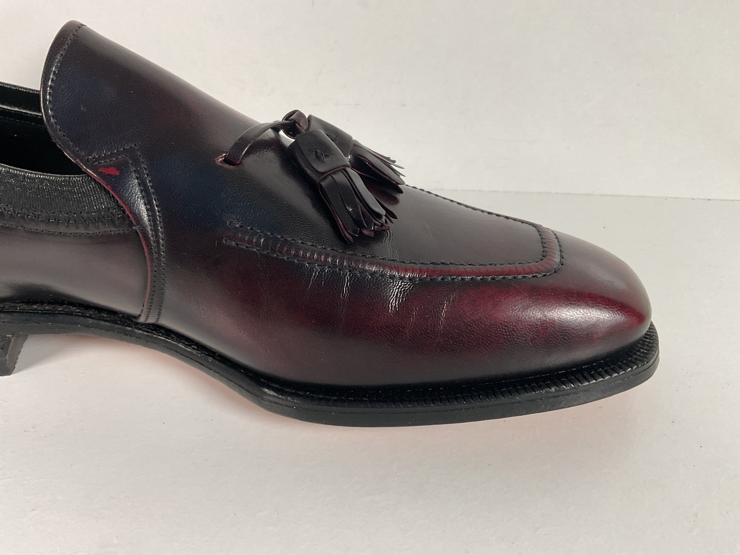 Vintage Johnston Murphy Aristocraft Oxblood Tassel Loafers 9.5 C USA Made