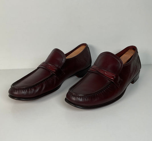 Vintage Wright Loafers | Hand Sewn Moccasins | Burgundy | Men’s 12 C