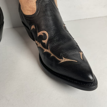 Tony Lama Cowgirl Boots — Tooled Inlay — USA Made — 8.5 M