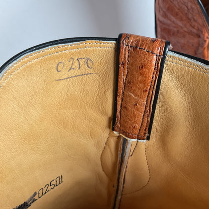 Custom Full Ostrich Quill Cowboy Boots 10 Wide Exotic Mule Ear