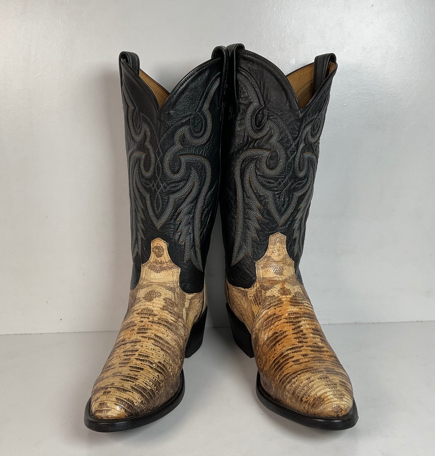 Vintage Tony Lama Natural Lizard Cowboy Boots 8.5 D USA Made