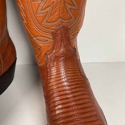 Vintage Dan Post Teju Lizard Cowboy Boots | Peanut Brittle | Men’s 10 D