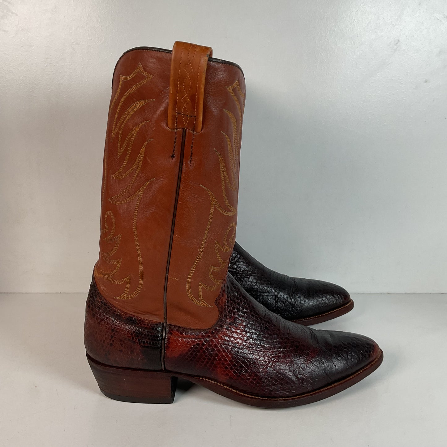 Vintage W.B. Masterson Wrangler Cowboy Boots 12 B (Narrow) Dress Lizard Cut