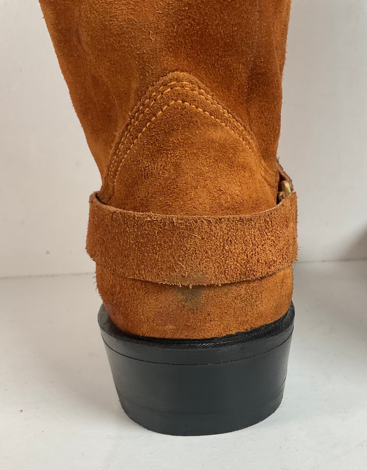 1970s Texas Suede Harness Boots 9 D USA Made Rough Out