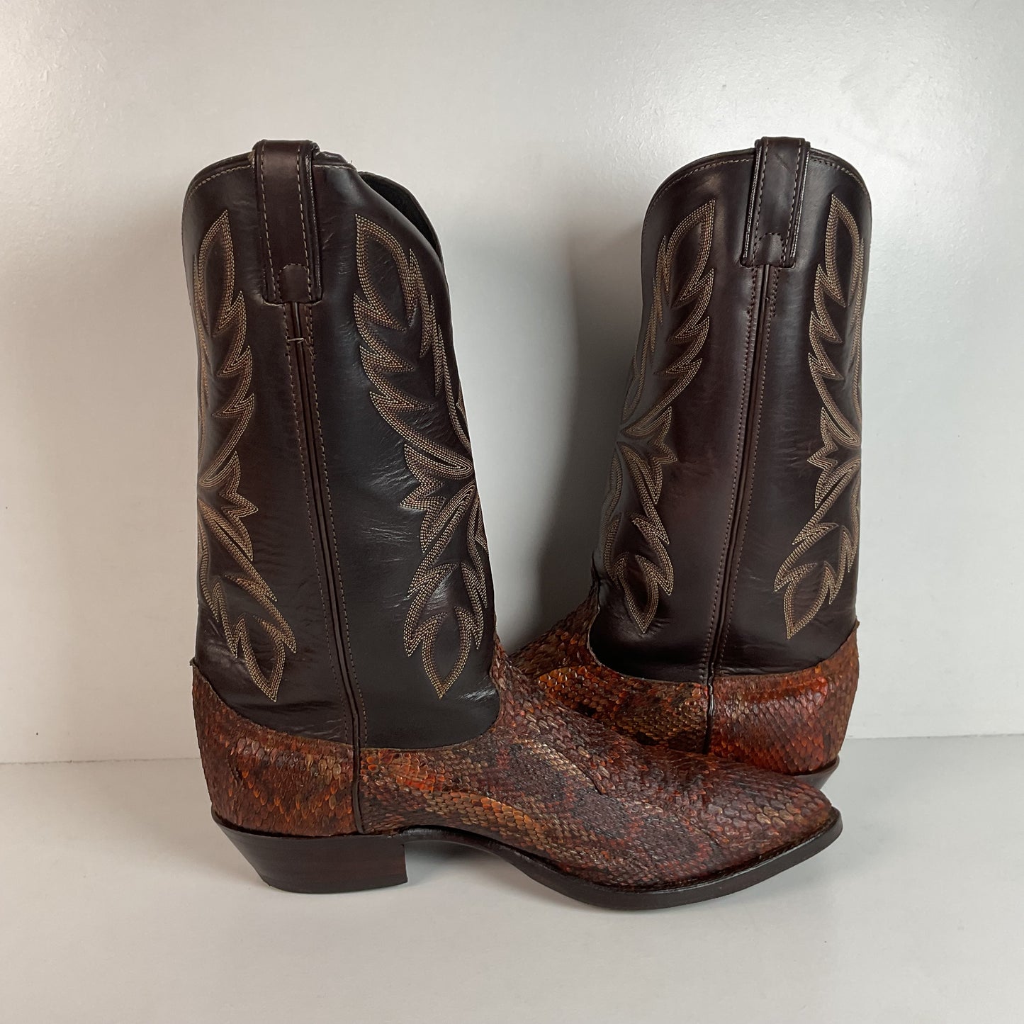 Dan Post For Code West Diamondback Rattlesnake Cowboy Boots 12 M USA Made