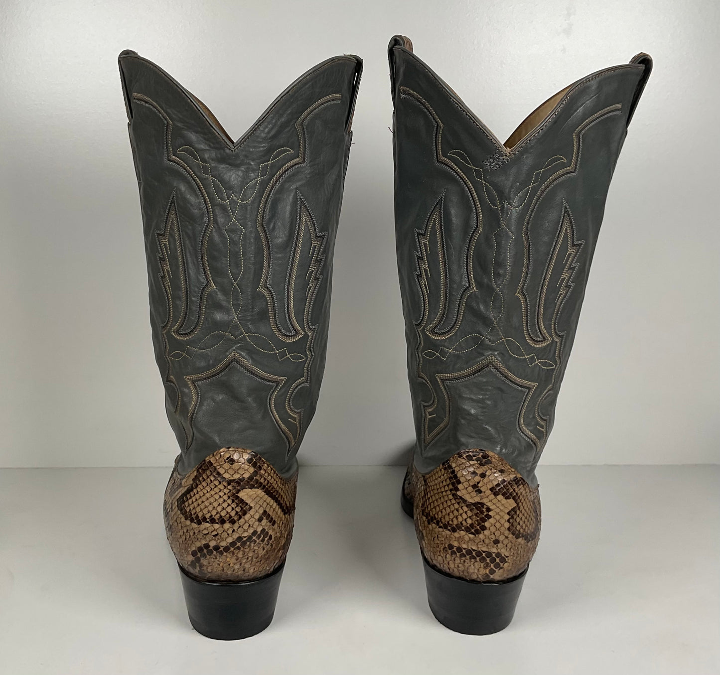 Vintage Larry Mahan Python Snakeskin Cowboy Boots | Reticulated | Men’s 12 D