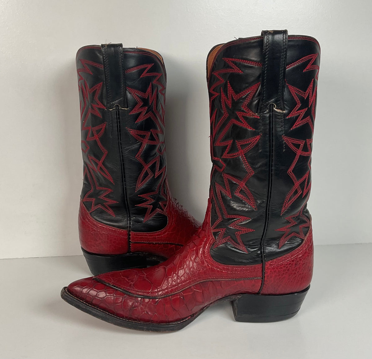 Vintage Cowtown Algonquin Toe Cowboy Boots | Pre-Ban Sea Turtle | Red | Men’s 8 D
