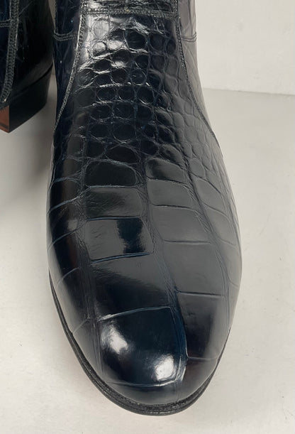 Mezlan for Avventura | Chelsea Zipper Boots | Dark Blue Crocodile | Men’s 10.5