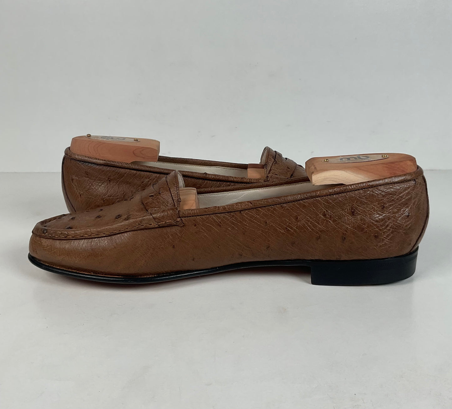 Helene Arpels Ostrich Quill Penny Loafers | Exotic | Brown | 10.5 B