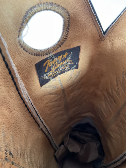 Vintage Tony Lama Caribou Cowboy Boots 8.5 EE Gold Label Exotic Buckaroo