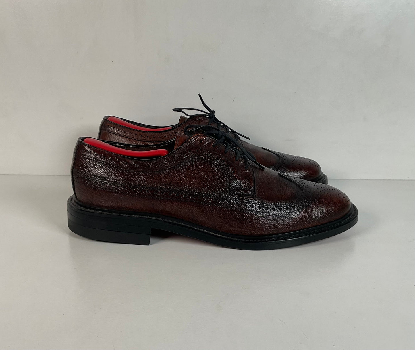 Vintage Stafford Longwing Derby Shoes 9.5 EEE Brogue Gunboat New Old Stock