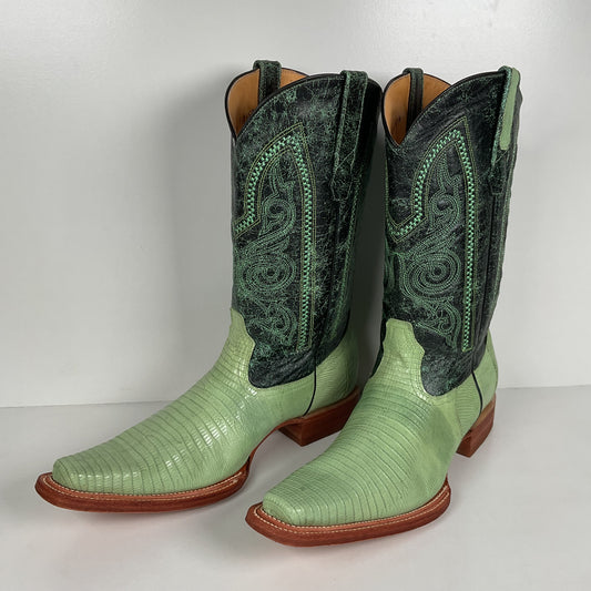 Los Altos Teju Lizard Cowboy Boots | Lime Green | Men’s 10.5 EE