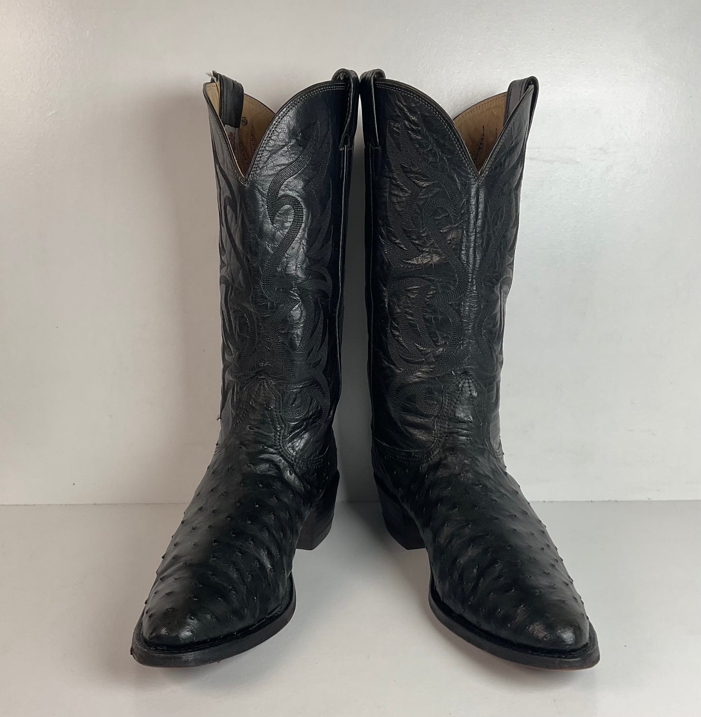 Vintage Nocona Black Ostrich Quill Cowboy Boots Men’s 11.5 B Exotic