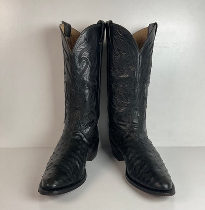 Vintage Nocona Black Ostrich Quill Cowboy Boots Men’s 11.5 B Exotic
