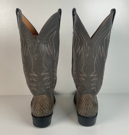 Vintage Sanders Python Snakeskin Cowboy Boots | Grey | Men’s 10 D