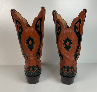 Vintage Caboots Wingtip Cowboy Boots | Tooled Inlays | Men’s 8 | Women’s 9