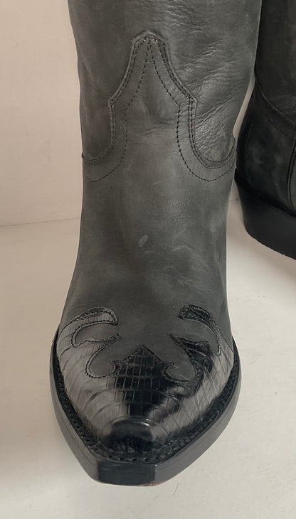 Los Altos Women’s Lizard Wingtip Cowgirl Boots 8 M Overlay