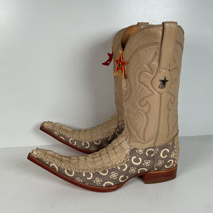 Los Altos Caiman Crocodile Boots | Exotic | Pointy Toe | Cream | Men’s 9 EE